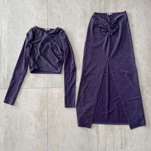 Reformation Herron Knit Two Piece, XS, Midnight Sparkle